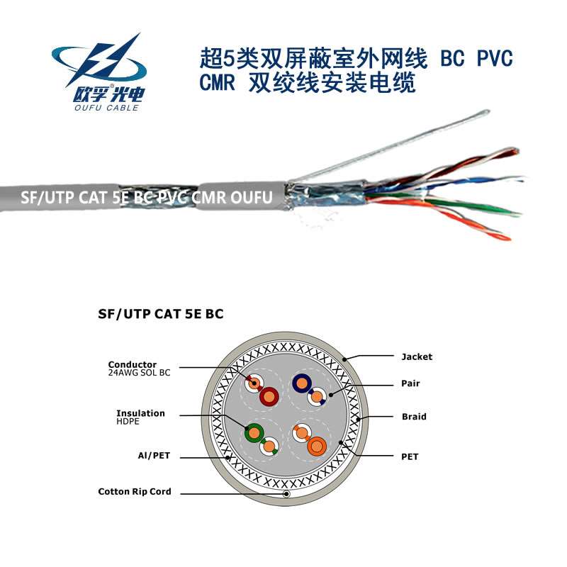 甘孜藏族自治州SF / UTP CAT 5E BC PVC CMR双绞线安装电缆